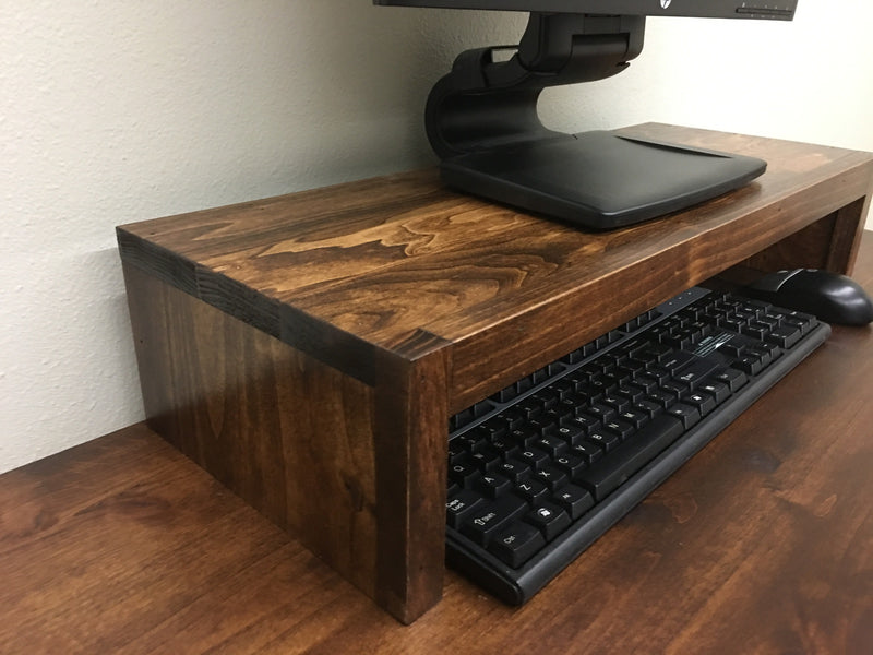 LED 26" Computer Monitor Riser Stand in Rustic Hardwood - JDi Home