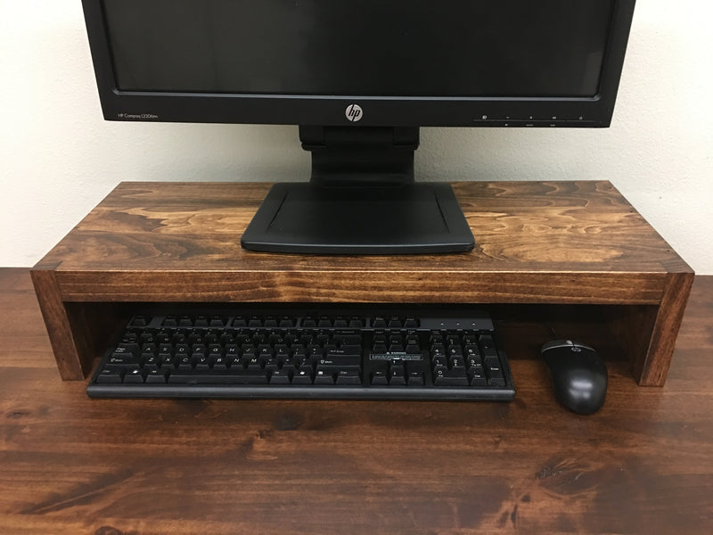 LED 26" Computer Monitor Riser Stand in Rustic Hardwood - JDi Home